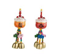 Garneck Lot de 2 carillons à Vent en Forme de Chat Porte- - Clochette à Vent - Style - Maneki Neko