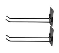 Garneck Lot de 2 Crochets Muraux en Métal Noir Double Rangée, Support Mural Robuste pour Balais et Pelles, Organisateur de Rangement Polyvalent pour Garage, la Cuisine et Buanderie,