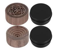 Garneck Lot de 2 Diffuseurs Aromatiques en Bois de Noyer Foncé avec Boîtes en Aluminium - Diffuseur D’huiles Essentielles Compact pour Maison, Bureau, Voiture, Yoga et Spa -