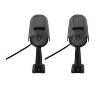 Garneck Lot de 2 Fausses Caméras de Sécurité Type Bullet Noires sans Batterie Caméra de Vidéosurveillance Factice Intérieure et Extérieure Accessoire Dissuasif pour Maison Bureau et