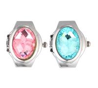 Garneck Lot de 2 Montres-Bracelets à Quartz Couvercle Rabattable Bague Ajustable Taille 48-6 CM Couleurs Assorties Bleu Lac et Rose Montres Créatives pour Femme Accessoire Mode