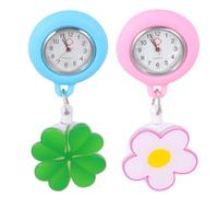 Garneck Lot De 2 Montres D'infirmière Rétractables à Clip Montre De Poche Numérique pour Femmes Matériau Plastique Robuste Pratique pour Blouse Usage Professionnel Motifs 8 Et 12 Fonction Étirable