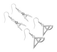 Garneck Lot De 2 Paires Boucles D’oreilles Pendantes Architecture Alliage Créatif Règle Compas Triangle Femme Usage Quotidien Taille Moyenne