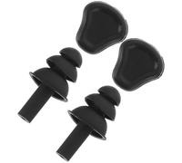 Garneck Lot de 2 Paires de Bouchons D’Oreilles Étanches et Insonorisants en Silicone Souple Noir Protection Auditive pour Natation Sommeil et Étude Confort Solide Bruit