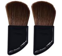 Garneck Lot de 2 Pinceaux à Blush Biseautés Manche en Corne de Buffle, Poils de Chèvre, Mini Format Portable pour Maquillage Cosmétique, Kit Professionnel pour Poudre et Fond de Teint,