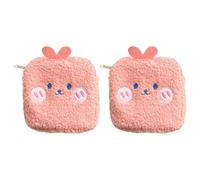 Garneck Lot de 2 Pochettes de Rangement Portable en Peluche Rose pour Serviettes Hygiéniques, Mini Paquet de Voyage à Dessin Animé Petit Lapin, Pratique pour Soins Féminins et Rangement