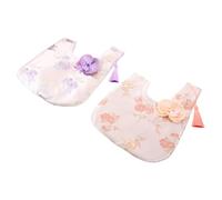 Garneck Lot de 2 Pochettes en Brocart Jacquard Orchidée Pompons, Paquet à Main Bracelet Style Chinois, Couleur Violet et Rose, Format Compact pour Soirées et Tenues