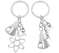 Garneck Lot de 2 porte-clés avec symbole de science, porte-clés de laboratoire Atom, cadeau de chimie de chimie, cadeau pour amoureux de la science, cadeau pour étudiant en science, Image 1, 9*3 cm