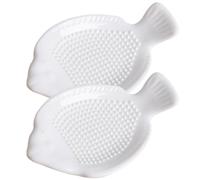 Garneck Lot de 2 Râpes Manuelles à Ail Multifonction en Plastique Résistant, Forme Poisson, Taille Compacte, pour Gingembre, Ail, Carottes et Purées, Accessoire la Cuisine Pratique