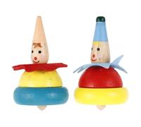 Garneck Lot de 2 toupies en bois pour enfants à partir de 1 an - Toupie de bourdonnement colorée - Pour la maternelle et la maison