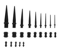 Garneck Lot de 23 Dilatateurs pour Piercing - Ensemble de Bijoux de Stretching en Acier Chirurgical de 1 à 10 mm - Kit de Piercing de Haute Qualité en Noir pour un Étirement de Lobes Sécuritaire et