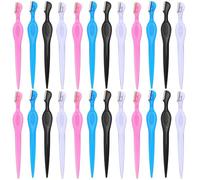 Garneck Lot de 24 Lames Inoxydables pour Tondeuse à Sourcils Manuelle, Rasoir Visage Cou, Petite Lame Précise, Couleurs Assorties, Outil de Rasage Portable pour Hommes, pour Retouches