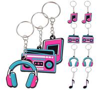 Garneck Lot de 24 Porte-Clés Musicaux en PVC Notes de Musique Colorées 4 Modèles Assortis Accessoires Légers pour Fêtes Présents Invités Karaoké Fournitures Scolaires et Paquet à