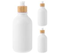 Garneck Lot de 3 Distributeurs de Savonnette de Bain Rechargeables 500ml en Pet Blanc Pompe Confortable et Design Élégant, pour Salle de Bain Portable
