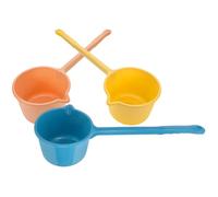 Garneck Lot de 3 Louches à Eau en Polypropylène Solide, Manches Longs, Couleurs Jaune Rose et Bleu Marine, Louche à Arroser Bain, Accessoire Pratique Cuisine, Jardinage et Salle de Bain