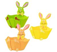 Garneck Lot de 3 Paniers en Feutrine Lapin de Pâques Colorés - Paquet à Bonbons Réutilisables pour Chasse aux Œufs Décoration Festive et Rangement Garçon et Filles