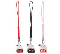 Garneck Lot De 3 Pendentifs Décoratifs Porte-clés Chat Amulette Japonerie En Céramique Sécurisée, Ornement Suspendu Pour Téléphone Portable, Plusieurs Couleurs, Accessoire Adolescent