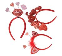 Garneck Lot de 3 Serrage-Têtes Saint-Valentin en Paillettes Rouges Motifs Cœur et Lèvres Accessoires Cheveux Décoratifs pour Fête Jour Spécial et Vacances Bandeaux Légers et