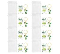 Garneck Lot de 30 Set de Porte-clés Décoratifs pour Saint-patrick, Breloques Trèfle à Quatre Feuilles en Métal Vert, Sachets en Organza et Étiquettes, Accessoires Festifs pour Fête