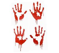 Garneck Lot de 4 Autocollants Réfléchissants de Voiture Motif Main Sanglante Halloween Auto-Adhésifs en Pet Solide Décorations Effrayantes pour Véhicules Motos et Cyclomoteurs Rouge