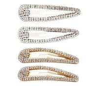 Garneck Lot de 4 Barrettes à Cheveux Métal Strass en Alliage, Accessoire Élégant pour Cheveux Raides ou Bouclés, pour Mariages et Lunes de Miel