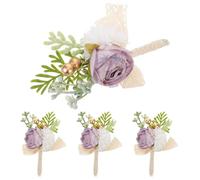 Garneck Lot de 4 Boutonnières de Mariage Violettes pour Homme Épingles à Fleurs Artificielles Légères Accessoires Décoratifs pour Costume du Marié et Garçons d'Honneur pour Cérémonie