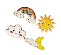 Garneck Lot de 4 Broches Décoratives en Alliage Motifs Arc-en-ciel, Soleil, Lune et Nuage, Épingles à Vêtements Colorées pour Pulls et Manteaux, Accessoires Vestimentaires Style Aléatoire