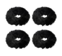 Garneck Lot de 4 Élastiques à Cheveux et Lapin, Duveteux et Doux, Couleur Noire, Accessoires pour Coiffure Automne-hiver, pour Queue de Cheval et Cheveux Épais, Bandeaux Tendances