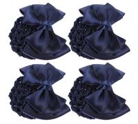 Garneck Lot de 4 Filets à Cheveux Bleus Pince à Nœud, Filet à Chignon Trois Couches en Maille Fine, Accessoire Coiffure pour Infirmières et Hôtesses, Barrette Décorative pour Usage