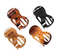 Garneck Lot de 4 Pinces à Cheveux Antidérapantes de 8 Finition Brillante Noir Rouge Écaille Ambre et Café Gelée Accessoires Légers pour Femmes Maintien Ferme pour Cheveux Épais