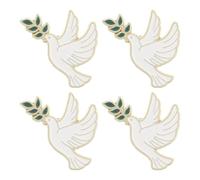 Garneck Lot de 4 Set de Set de Insigne D'oiseau Paix en Alliage de Zinc Blanc, Accessoire Vintage Élégant pour Vêtements et Paquet, Présent pour Femmes Quotidien