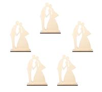 Garneck Lot de 5 Décorations de Mariage en Bois Blanc, Ornements Photo Romantiques pour Bureau et Maison, Accessoires de Table pour Cérémonie Nuptiale, Décoration Intérieure Élégante