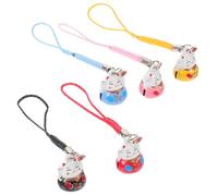 Garneck Lot de 5 Pendentifs Décoratifs Chat Maneki Neko en Cuivre Clochette, Petit Format, Couleurs Aléatoires, Breloques Téléphone Porte-clés, Accessoires Charmants Couleur Aléatoire