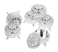 Garneck Lot De 6 Boîtes à Bonbons Rondes Argentées Vintage Boîtes De Rangement Décoratives En Métal Pour Mariage Baby Shower Et Fêtes Présents Élégantes Multifonctions