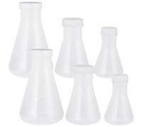 Garneck Lot de 6 Flacons Erlenmeyer en Plastique Épais, Flacons à Fond Plat pour Stockage Liquide et Utilisation en Labo Chimie