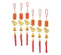 Garneck Lot de 6 Pendentifs Amulette Pompon Chinois Décoration Suspendue du Nouvel an Chinois 2026 Amulettes Cheval en Tissu Léger pour Fête du Printemps et Décoration Intérieure
