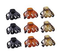 Garneck Lot de 9 Pinces à Cheveux Pieuvre Petite Taille 6 Cm, Accessoires pour Cheveux Femmes, Griffe Résistante en Plastique Brillant, Motif Noir, Vert Tortue et Rouge Léopard, Coiffure