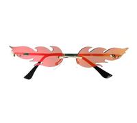 Garneck Lunettes de soleil flammes - Lunettes de feu de style punk sans monture et tendance pour homme et femme - Parfaites pour les fêtes d'été, les festivals de musique et les costumes créatifs en
