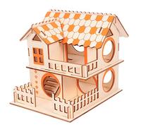 Garneck Maison de Cachette pour Hamster en Bois Orange Double Étage, d'escalade et Coin de Repos pour Souris et Petits Rongeurs