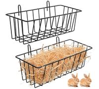 Garneck Mangeoire pour Lapins en Métal Noir 2Pcs Rack de Foin Lapin Multifonction pour Réduire Le Gaspillage Supports et Petits Animaux