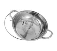 Garneck Marmite à Double Compartiment en Acier Inoxydable 32 Cm Couvercle, Casserole Épaisse pour Fondue Chinoise, Ustensile Cuisine Pratique et Polyvalent pour Cuisson Maison