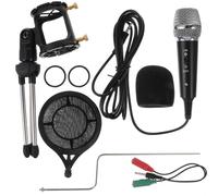 Garneck Microphone à Condensateur Ensemble Cœur Noir avec Support Réglable en Abs pour Diffusion en Direct et Enregistrement pour Ordinateur et Téléphone Portable