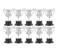 Garneck Mini Trophée Récompense en Plastique Argenté, Lot de 10, Décor | Compact, Surface Lisse et Aspect Réaliste, pour Fêtes D’garçon et Filles t Coffret Prix Style Aléatoire