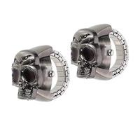 Garneck Montre à Doigt Vintage à Couvercle Rabattable en Alliage Noir, Montre-Bague Crâne Unisexe, Style Rétro Punk pour Usage Quotidien, Lot de 2 Pièces, Taille Unique Ajustable