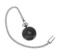 Garneck Montre de Poche Rétro Classique à Double Affichage Chiffres Romains et Arabes Montre Ronde avec Chaîne Épaisse Noire et Décorative Cadeau Vintage pour Homme et Femme