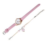 Garneck Montre pour Femme Tendance Montre-Bracelet Charmante Et Bracelet Décoratif pour Look Simple Et Raffiné (2pcs/Set)