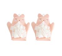 Garneck Moufles de Bain Exfoliants pour Garçon et Filles 2 Pièces en Coton et Pe Double Face, Corde Suspendre Pratique Toilette Douce
