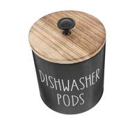 Garneck Organiseur De Tablettes Lave-Vaisselle Bois Rond avec Couvercle Rangement Élégant pour Lave-Vaisselle Et Produits De Laverie Conteneur Et Décoratif pour Cuisine Et Salle De Bain