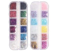 Garneck Paillettes pour Ongles D'étoile Croisée, Poudre Holographique Pvc, 2 Sets pour Manucure Pailletée Diy, Décoration Élégante et Brillante pour Maquillage Facial