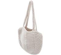 Garneck Paquet de Plage Tissé Femme en Corde de Coton, Grand Format | Blanc, Style Mode, Facile à Porter, Résistant aux Déchirures, pour Anniversaires et Saint-valentin